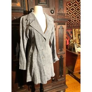 FLAX Linen Duster - Unlined Coat - Size Small - Grey - Excellent Condition!